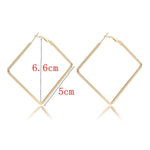 Golden Hiphop 5 cm Big Square Hoop Earrings Geometric Rhombus Punk Fashion Jewelry Earrings
