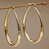 Gold Color 925 Oval Hypoallergenic Stainless Steel Women Fashion Hoop Earrings