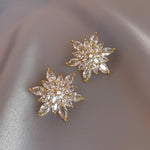 Elegant Full Crystal Big Gold Zircon Stud Earrings Shiny Women Fashion Jewelry