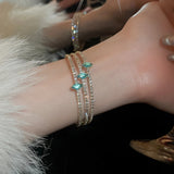 Sparkling Multi Layer Golden Blue Crystal Bracelet Bangle Luxury Women Party wear Fashion Jewelry Accessories