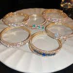 Sparkling Multi Layer Golden Blue Crystal Bracelet Bangle Luxury Women Party wear Fashion Jewelry Accessories