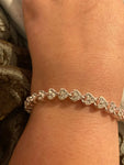 Golden Crystal Link Chain Luxury Women Heart Bracelet Full Shiny Rhinestone Crystal Charm Bracelet