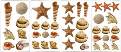 SEA SHELLS Wall Stickers 41 Decals beach ocean starfish bathroom room decor - EonShoppee