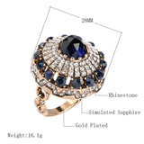 Big Royal BLUE Crystal Vintage Style Party wear Ring For Women Fancy Fashion Jewelry Ring Size 7 - EonShoppee