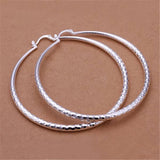 High Quality 925 Sterling Silver Shiny Hip Hop Fashion Hoop Earrings 70 mm Big Circle Round Earrings