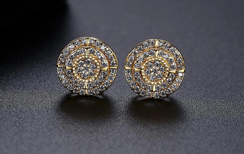 High Quality Gold Plated AAA Cubic Zircon Small Stud Earrings For Women Round Clear CZ Fashion Jewelry Earrings
