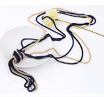 Multi Layer Blue Long Metal Knot Chain Stylish Statement Collar Fashion Jewelry Necklace - EonShoppee