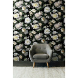 Black Photographic Floral Peel & Stick Wallpaper Mural - EonShoppee
