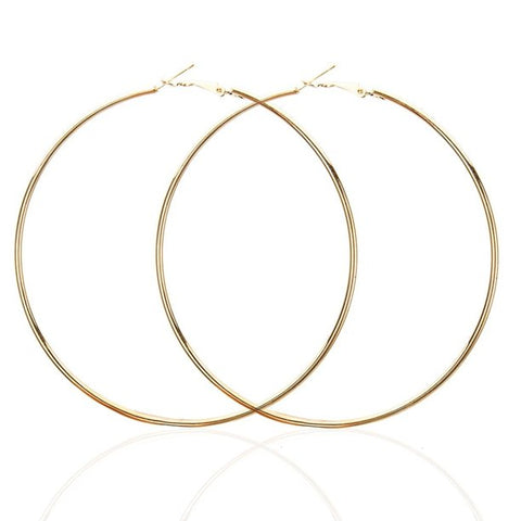 60 mm Large Gold Plated Stainless Steel Basketball Wives Women Fashion Jewelry Hoop Earrings