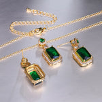 Cubic Zircon Emerald Green Stone Luxury Elegant Women Bridal Fashion Wedding Jewelry Set