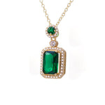 Cubic Zircon Emerald Green Stone Luxury Elegant Women Bridal Fashion Wedding Jewelry Set