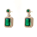 Cubic Zircon Emerald Green Stone Luxury Elegant Women Bridal Fashion Wedding Jewelry Set