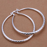 High Quality Real 925 Sterling Silver Stamped Hip Hop 50 mm Fashion Hoop Earrings