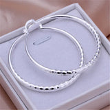 High Quality Real 925 Sterling Silver Stamped Hip Hop 50 mm Fashion Hoop Earrings