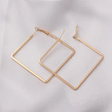 Golden Hiphop 5 cm Big Square Hoop Earrings Geometric Rhombus Punk Fashion Jewelry Earrings