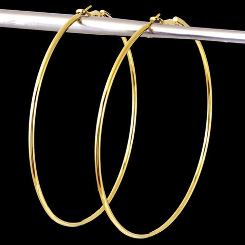 Golden 80 mm Stainless Steel Large Round Hoop Earrings 8cm Thin Earrings Fashion Jewelry Hoops