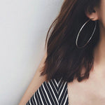 80mm Simple Round Stainless Steel Silver Color Hoop Earrings 8cm Thin Hoops Fashion Earrings