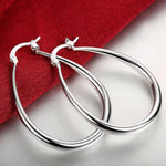 925 Sterling Silver 41mm Smooth Circle Big Oval Hoop Earrings For Women Fashion Jewelry Wedding Accessory