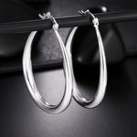 925 Sterling Silver 41mm Smooth Circle Big Oval Hoop Earrings For Women Fashion Jewelry Wedding Accessory