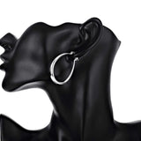 925 Sterling Silver 41mm Smooth Circle Big Oval Hoop Earrings For Women Fashion Jewelry Wedding Accessory