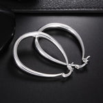 925 Sterling Silver 41mm Smooth Circle Big Oval Hoop Earrings For Women Fashion Jewelry Wedding Accessory