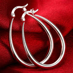 925 Sterling Silver 41mm Smooth Circle Big Oval Hoop Earrings For Women Fashion Jewelry Wedding Accessory