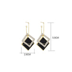 Gold Black CZ Crystal Pendant Hoop Fashion Statement Drop Earrings for Women