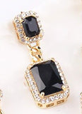 Luxury Black Square Crystal Zircon Drop Pendant Party Wear Wedding Fashion Jewelry Earrings