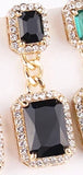 Luxury Black Square Crystal Zircon Drop Pendant Party Wear Wedding Fashion Jewelry Earrings