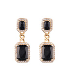 Luxury Black Square Crystal Zircon Drop Pendant Party Wear Wedding Fashion Jewelry Earrings