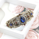Lovely Royal Blue Crystal Antique Finish Openable Cuff Bangle Bracelet Indian Wedding Jewelry