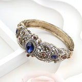 Lovely Royal Blue Crystal Antique Finish Openable Cuff Bangle Bracelet Indian Wedding Jewelry