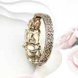 Lovely Royal Blue Crystal Antique Finish Openable Cuff Bangle Bracelet Indian Wedding Jewelry