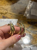 Multi Layer Golden Chunky Open Hoop Stud Earrings Women Fashion Jewelry