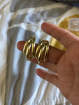 Multi Layer Golden Chunky Open Hoop Stud Earrings Women Fashion Jewelry