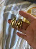 Multi Layer Golden Chunky Open Hoop Stud Earrings Women Fashion Jewelry