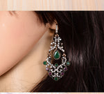 Emerald Ruby Crystal Long Stylish Indian Wedding Jewelry Long Dangle Traditional Ethnic Earrings