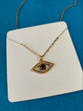 Golden Blue Stainless Steel Evil Eye Pendant Chain Necklace Lucky Aesthetic Fashion Jewelry Accessory