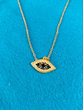 Golden Blue Stainless Steel Evil Eye Pendant Chain Necklace Lucky Aesthetic Fashion Jewelry Accessory