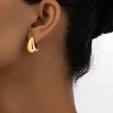 Thick Golden Water Drop Dupes Chunky Statement Stud Earrings for Women