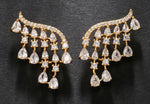 Luxury AAA Cubic Zirconia Golden Tassel Earrings Bridal Wedding Fashion Jewelry