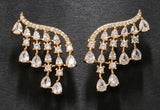 Luxury AAA Cubic Zirconia Golden Tassel Earrings Bridal Wedding Fashion Jewelry