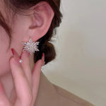 Elegant Full Crystal Big Gold Zircon Stud Earrings Shiny Women Fashion Jewelry