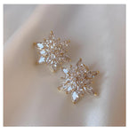 Elegant Full Crystal Big Gold Zircon Stud Earrings Shiny Women Fashion Jewelry