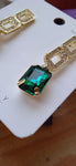 Exquisite Fashion Green Gem Long Pendant Dangle Earrings Women Charm Jewelry