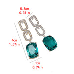 Exquisite Fashion Green Gem Long Pendant Dangle Earrings Women Charm Jewelry
