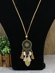 Ethnic Women's Fashion Holiday Vacation Style Long Sweater Chain Wheel Pendant Tassel Necklace