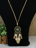 Ethnic Women's Fashion Holiday Vacation Style Long Sweater Chain Wheel Pendant Tassel Necklace