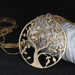 Luxury Fashion Jewelry Drop Pendant Owl Tree of Life Big Round Pendant Necklace Gold Plated Clavicle Chain Necklace