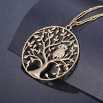 Luxury Fashion Jewelry Drop Pendant Owl Tree of Life Big Round Pendant Necklace Gold Plated Clavicle Chain Necklace